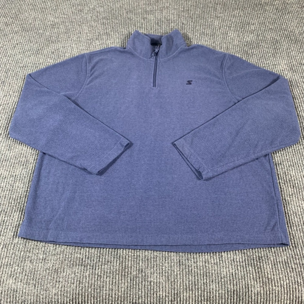 VTG Starter Jacket Mens Extra‎ Large Blue 1/4 Zip Fleece Embroidered Retro Y2K